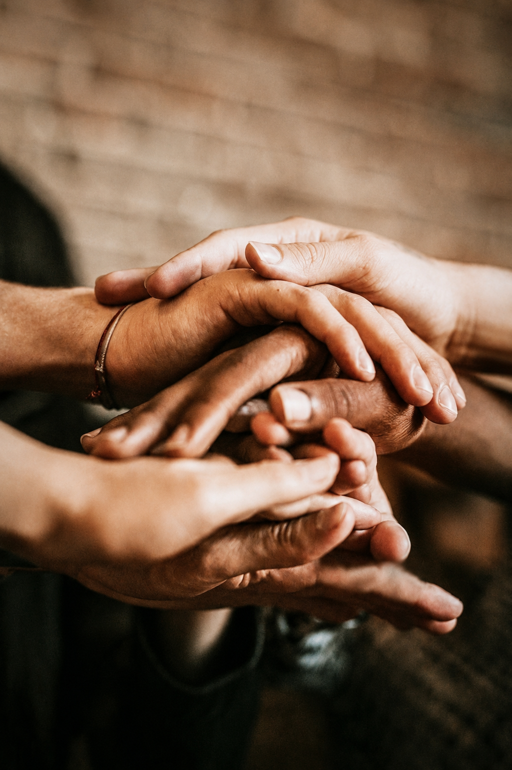 Hands joined together in support of the Seboza rebuild